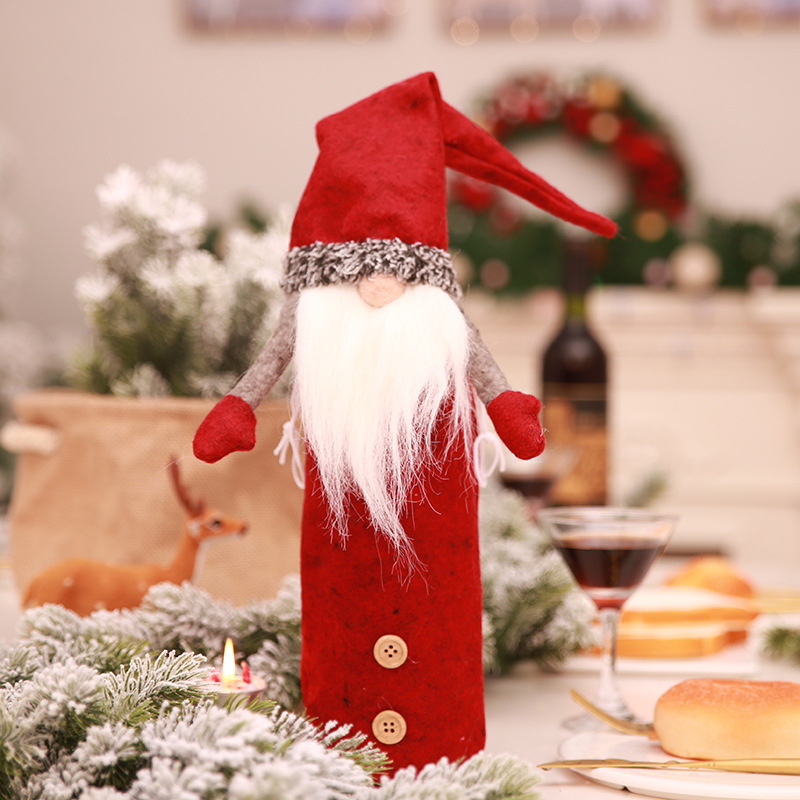 Christmas Table Decoration Items Decorative Bottle Sets Embroidery Old Doll Festive Dress WINE